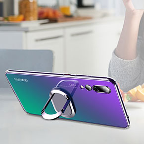 Silikon Hülle Handyhülle Ultradünn Tasche Durchsichtig Transparent mit Fingerring Ständer für Huawei P20 Pro Klar