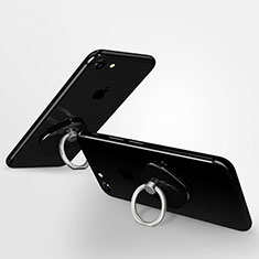 Fingerring Ständer Smartphone Halter Halterung Universal R02 für Nokia X5 Schwarz