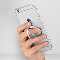 Fingerring Ständer Smartphone Halter Halterung Universal R02 für Samsung Galaxy S22 5G Silber
