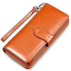 Handtasche Clutch Handbag Hülle Leder Universal für Handy Zubehoer Mikrofon Fuer Smartphone Braun