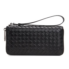 Handtasche Clutch Handbag Leder Diamant Universal H15 für Samsung Galaxy S25 Ultra 5G Schwarz