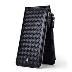 Handtasche Clutch Handbag Leder Diamant Universal für Samsung Galaxy S25 Ultra 5G Schwarz