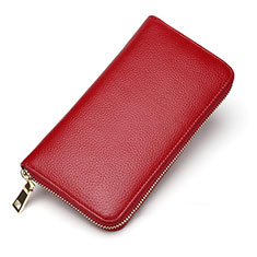 Handtasche Clutch Handbag Leder Lichee Pattern Universal für Samsung Galaxy S22 Ultra 5G Rot