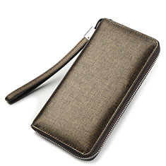 Handtasche Clutch Handbag Leder Silkworm Universal H04 für Samsung Galaxy S21 5G Gold