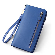 Handtasche Clutch Handbag Leder Silkworm Universal T01 für Sony Xperia XZ2 Compact Blau