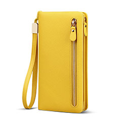 Handtasche Clutch Handbag Leder Silkworm Universal T01 für Nokia X7 Gelb