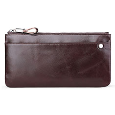 Handtasche Clutch Handbag Schutzhülle Leder Universal H08 für Apple iPhone 13 Pro Braun