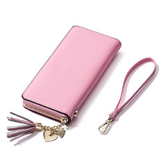 Handtasche Clutch Handbag Schutzhülle Leder Universal H24 für Samsung Galaxy S30 5G Rosa