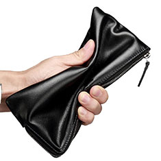 Handtasche Clutch Handbag Schutzhülle Leder Universal H29 für Sony Xperia XZ2 Compact Schwarz