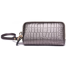 Handtasche Clutch Handbag Schutzhülle Leder Universal K09 für Samsung Galaxy S20 Lite 5G Grau