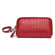 Handtasche Clutch Handbag Schutzhülle Leder Universal K09 für Samsung Galaxy S22 Ultra 5G Rot