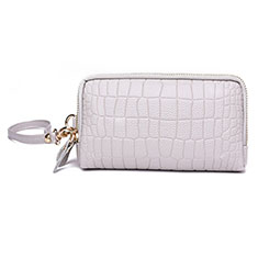 Handtasche Clutch Handbag Schutzhülle Leder Universal K09 für LG G8 ThinQ Weiß