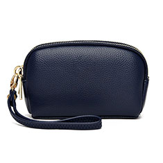 Handtasche Clutch Handbag Schutzhülle Leder Universal K16 für Xiaomi Mi 10 Ultra Blau