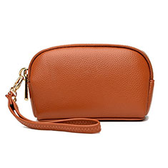 Handtasche Clutch Handbag Schutzhülle Leder Universal K16 für HTC Desire 19 Plus Orange