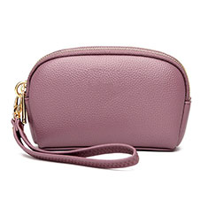 Handtasche Clutch Handbag Schutzhülle Leder Universal K16 für Nokia 9 PureView Rosegold