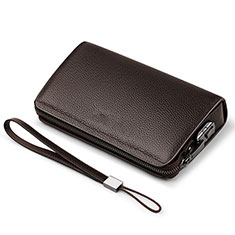 Handtasche Clutch Handbag Schutzhülle Leder Universal K19 für Sony Xperia XA3 Ultra Braun