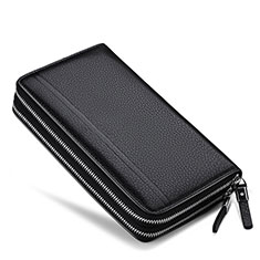 Handtasche Clutch Handbag Schutzhülle Leder Universal N01 für Vivo Y20s Schwarz