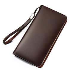 Handtasche Clutch Handbag Tasche Leder Universal H03 für Xiaomi Redmi Note 8 2021 Braun