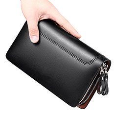 Handtasche Clutch Handbag Tasche Leder Universal für Motorola Moto G71s 5G Schwarz