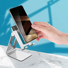 Handy Ständer Smartphone Halter Halterung Stand Universal N17 für Wiko View Max Silber