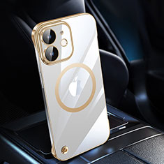 Handyhülle Hülle Crystal Hartschalen Tasche Schutzhülle mit Mag-Safe Magnetic Magnetisch für Apple iPhone 12 Mini Gold