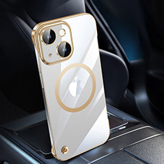 Handyhülle Hülle Crystal Hartschalen Tasche Schutzhülle mit Mag-Safe Magnetic Magnetisch für Apple iPhone 14 Gold