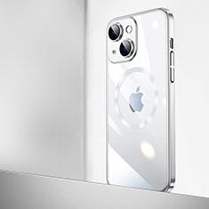 Handyhülle Hülle Crystal Hartschalen Tasche Schutzhülle mit Mag-Safe Magnetic Magnetisch für Apple iPhone 14 Plus Silber
