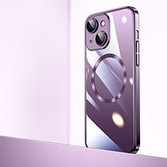 Handyhülle Hülle Crystal Hartschalen Tasche Schutzhülle mit Mag-Safe Magnetic Magnetisch für Apple iPhone 14 Plus Violett