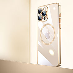 Handyhülle Hülle Crystal Hartschalen Tasche Schutzhülle mit Mag-Safe Magnetic Magnetisch für Apple iPhone 14 Pro Gold