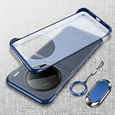 Handyhülle Hülle Crystal Rahmenlos Hartschalen Tasche Schutzhülle mit Magnetisch Fingerring Ständer für Vivo X90 5G Blau