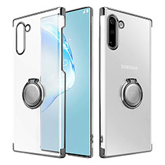 Handyhülle Hülle Crystal Tasche Schutzhülle mit Magnetisch Fingerring Ständer für Samsung Galaxy Note 10 5G Schwarz