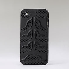 Handyhülle Hülle Fishbone Schutzhülle Punkte Loch für Apple iPhone 4 Schwarz