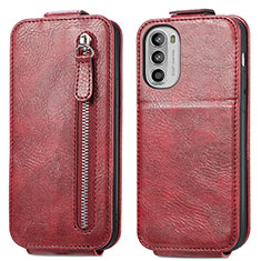 Handyhülle Hülle Flip Tasche Leder für Motorola MOTO G52 Rot