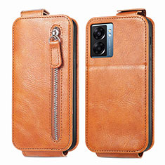 Handyhülle Hülle Flip Tasche Leder für Oppo A56S 5G Braun