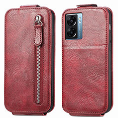 Handyhülle Hülle Flip Tasche Leder für Oppo A56S 5G Rot