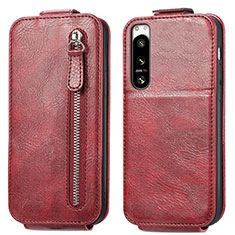Handyhülle Hülle Flip Tasche Leder für Sony Xperia 5 IV Rot