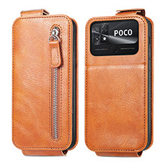 Handyhülle Hülle Flip Tasche Leder für Xiaomi Poco C40 Braun