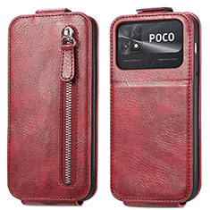 Handyhülle Hülle Flip Tasche Leder für Xiaomi Poco C40 Rot