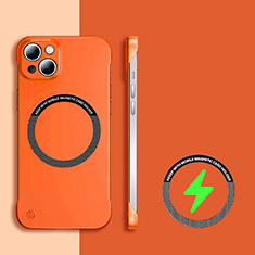 Handyhülle Hülle Hartschalen Kunststoff Rahmenlos Schutzhülle Tasche Matt mit Mag-Safe Magnetic Magnetisch für Apple iPhone 13 Orange