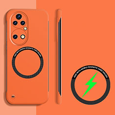 Handyhülle Hülle Hartschalen Kunststoff Rahmenlos Schutzhülle Tasche Matt mit Mag-Safe Magnetic Magnetisch für Huawei P50 Pro Orange