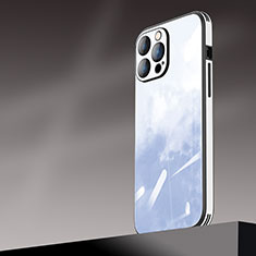 Handyhülle Hülle Hartschalen Kunststoff Schutzhülle Tasche Matt Farbverlauf AT1 für Apple iPhone 13 Pro Max Blau