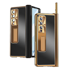 Handyhülle Hülle Hartschalen Kunststoff Schutzhülle Tasche Matt H05 für Samsung Galaxy Z Fold4 5G Gold und Schwarz