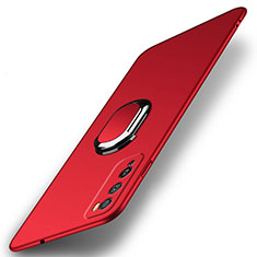 Handyhülle Hülle Hartschalen Kunststoff Schutzhülle Tasche Matt mit Magnetisch Fingerring Ständer A01 für Huawei Enjoy Z 5G Rot