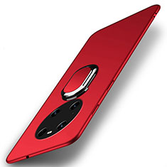 Handyhülle Hülle Hartschalen Kunststoff Schutzhülle Tasche Matt mit Magnetisch Fingerring Ständer A01 für Huawei Mate 40 Pro Rot