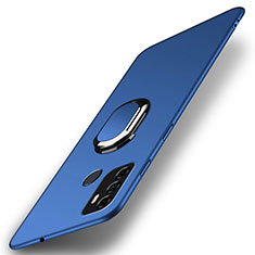 Handyhülle Hülle Hartschalen Kunststoff Schutzhülle Tasche Matt mit Magnetisch Fingerring Ständer A01 für Oppo A32 Blau