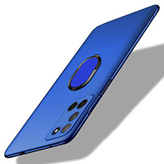 Handyhülle Hülle Hartschalen Kunststoff Schutzhülle Tasche Matt mit Magnetisch Fingerring Ständer A01 für Oppo A52 Blau
