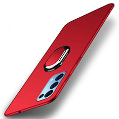 Handyhülle Hülle Hartschalen Kunststoff Schutzhülle Tasche Matt mit Magnetisch Fingerring Ständer A01 für Oppo Find X3 Lite 5G Rot