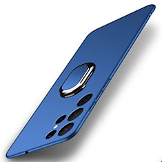 Handyhülle Hülle Hartschalen Kunststoff Schutzhülle Tasche Matt mit Magnetisch Fingerring Ständer A01 für Samsung Galaxy S21 Ultra 5G Blau