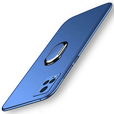 Handyhülle Hülle Hartschalen Kunststoff Schutzhülle Tasche Matt mit Magnetisch Fingerring Ständer A01 für Vivo V20 Pro 5G Blau