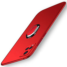 Handyhülle Hülle Hartschalen Kunststoff Schutzhülle Tasche Matt mit Magnetisch Fingerring Ständer A01 für Vivo V20 Pro 5G Rot